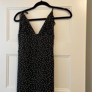 Black and white poka dot midi dress